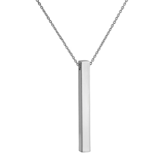 Silver Vertical 4-Sided Bar Necklace