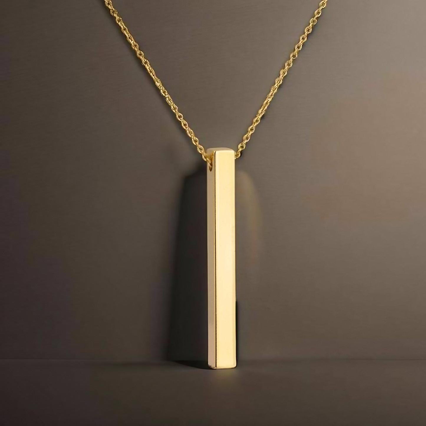 Gold Vertical 4-Sided Bar Necklace