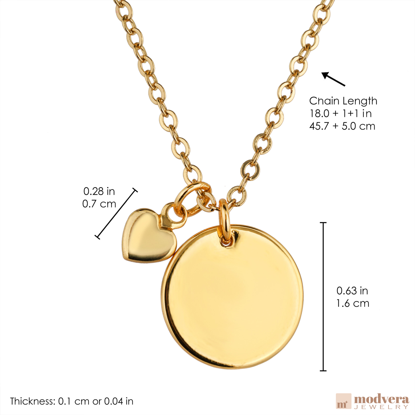 Gold Circle Necklace with Heart Charm